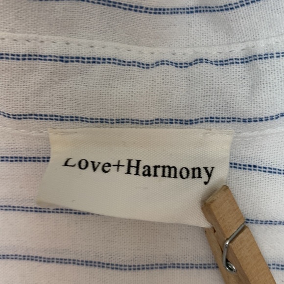 Love and Harmony white and blue striped button front tunic L - Picture 5 of 10